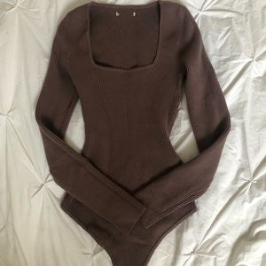 Abercrombie and Fitch brown sweater bodysuit.